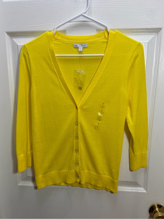 GAP Sweaters - GAP Bright Yellow V-Neck Button Cardigan